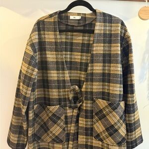 Plaid Women's Jacket with Tie Closure